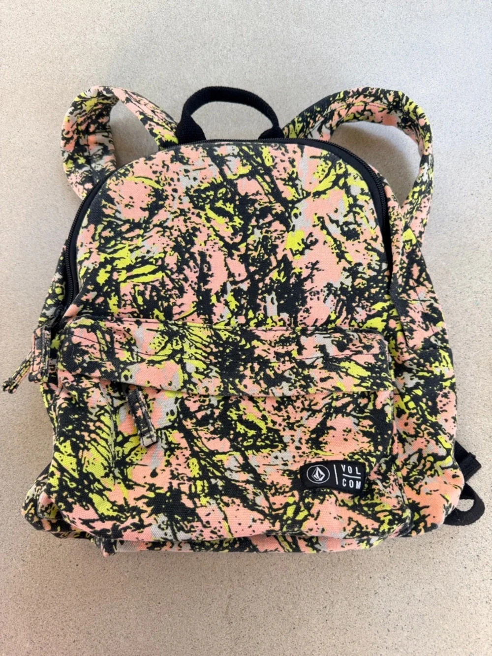 Volcom Mini Backpack Coral Black Abstract Canvas Small Bag